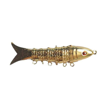 18K Gold Vintage Articulated Fish Pendant Necklace